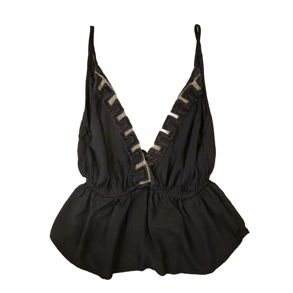 Free People XS Surplice Neckline Black Spaghetti Strap V Back